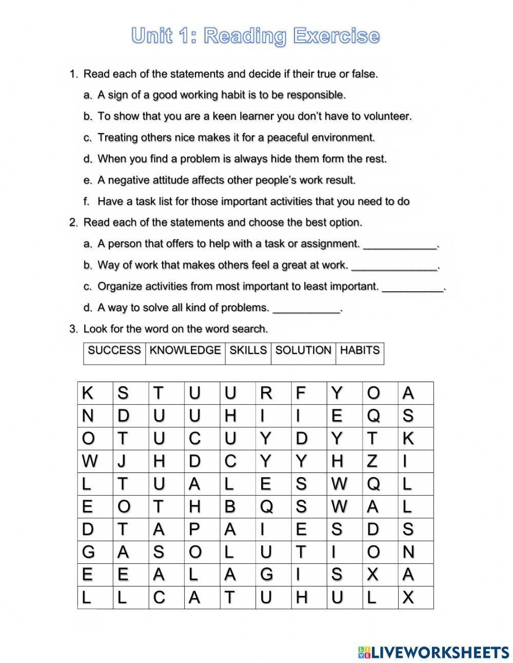 U6 Reading Excercises (L6)