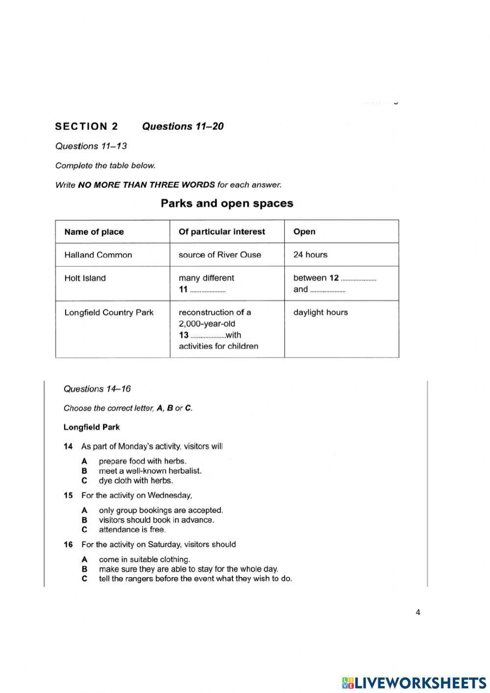 Ielts listening section 1+2