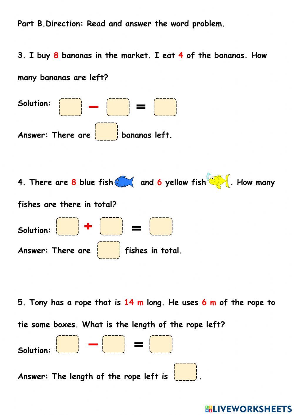Word Problem online pdf exercise | Live Worksheets