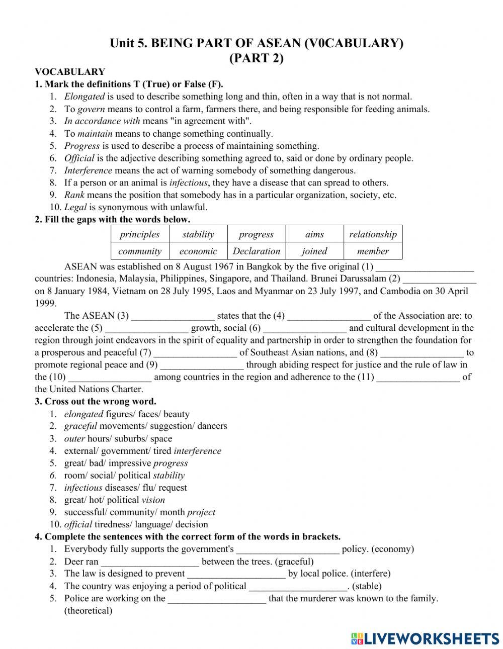 Unit 5. BEING A PART OF ASEAN VOCABULARY 2