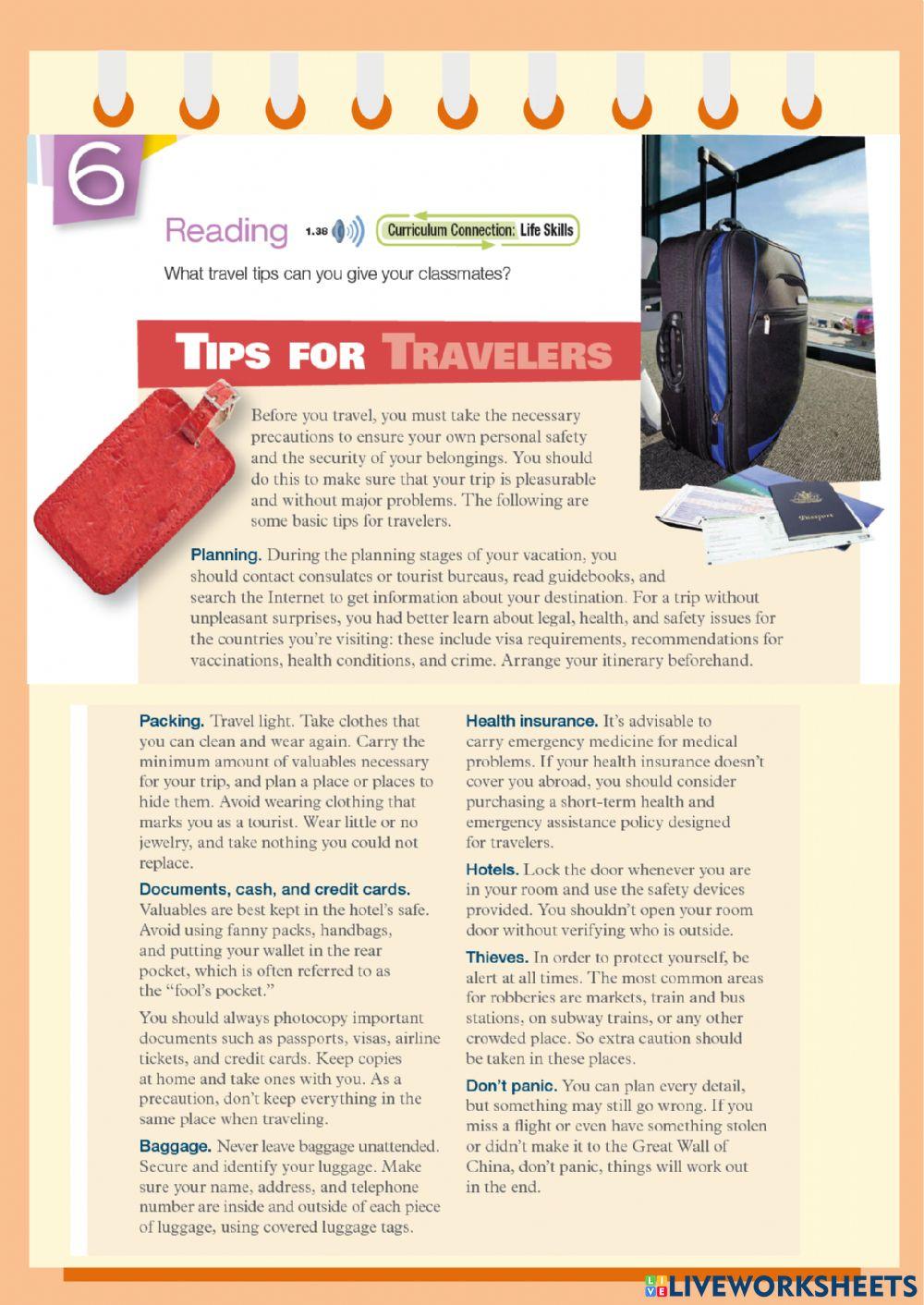 Tips for Travelers