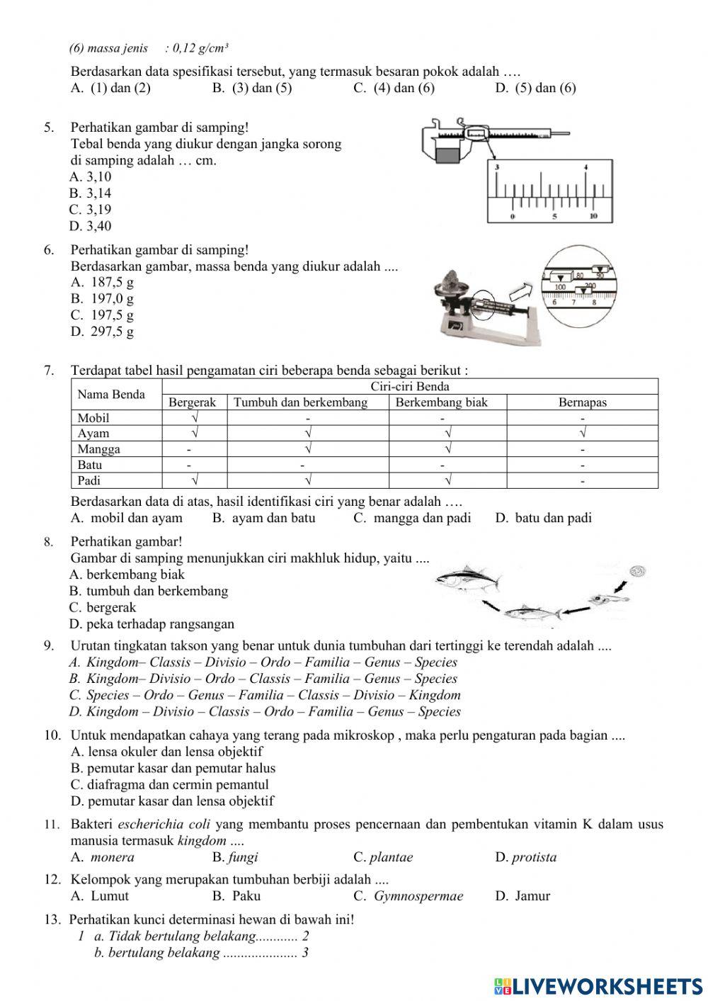 Soal PAS Kelas 7 Sem 1
