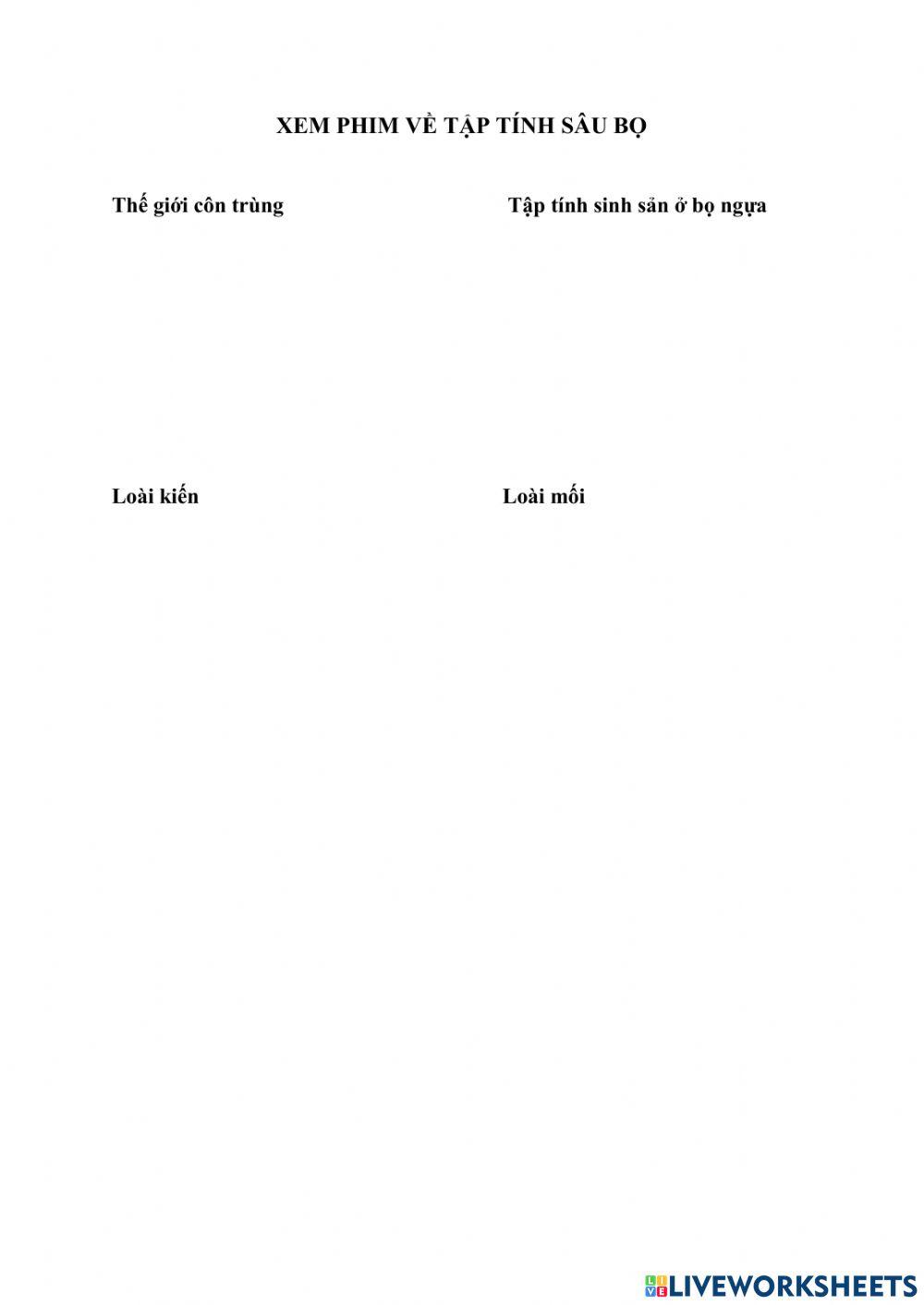 Xem phim về tập tính sâu bọ