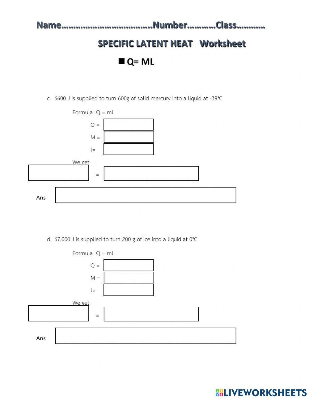 Specific latent heat