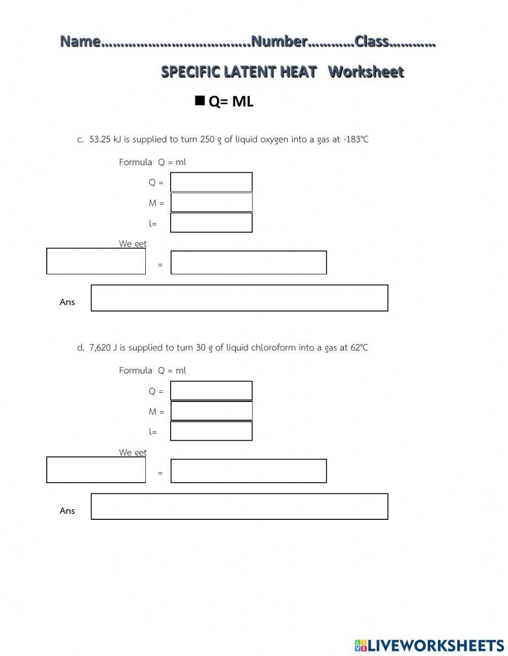 Specific latent heat