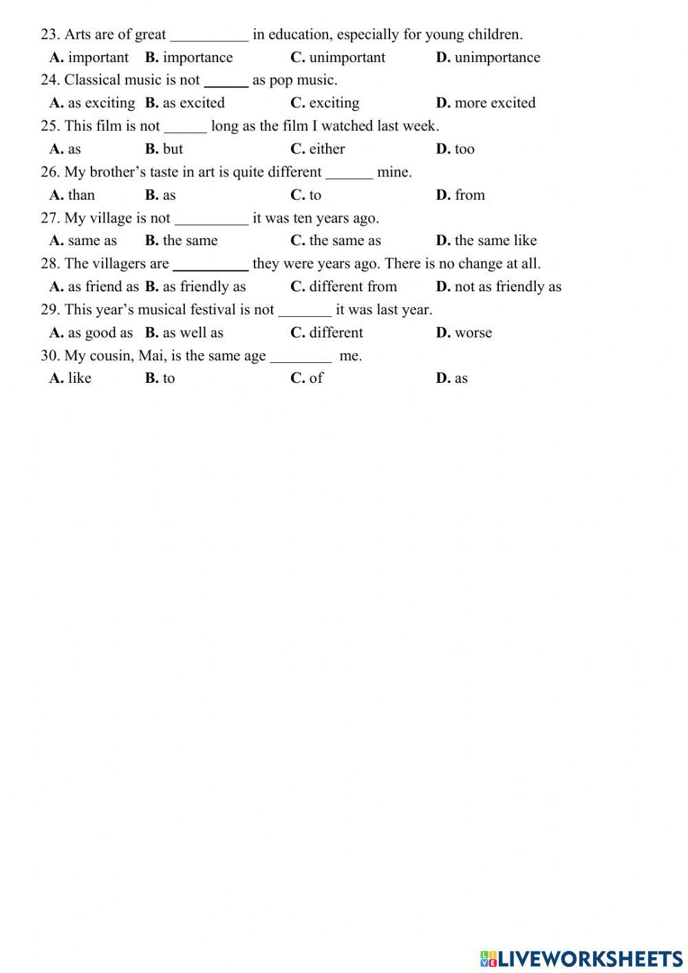 TA7 - Worksheet vocab Unit 4 (LHT)