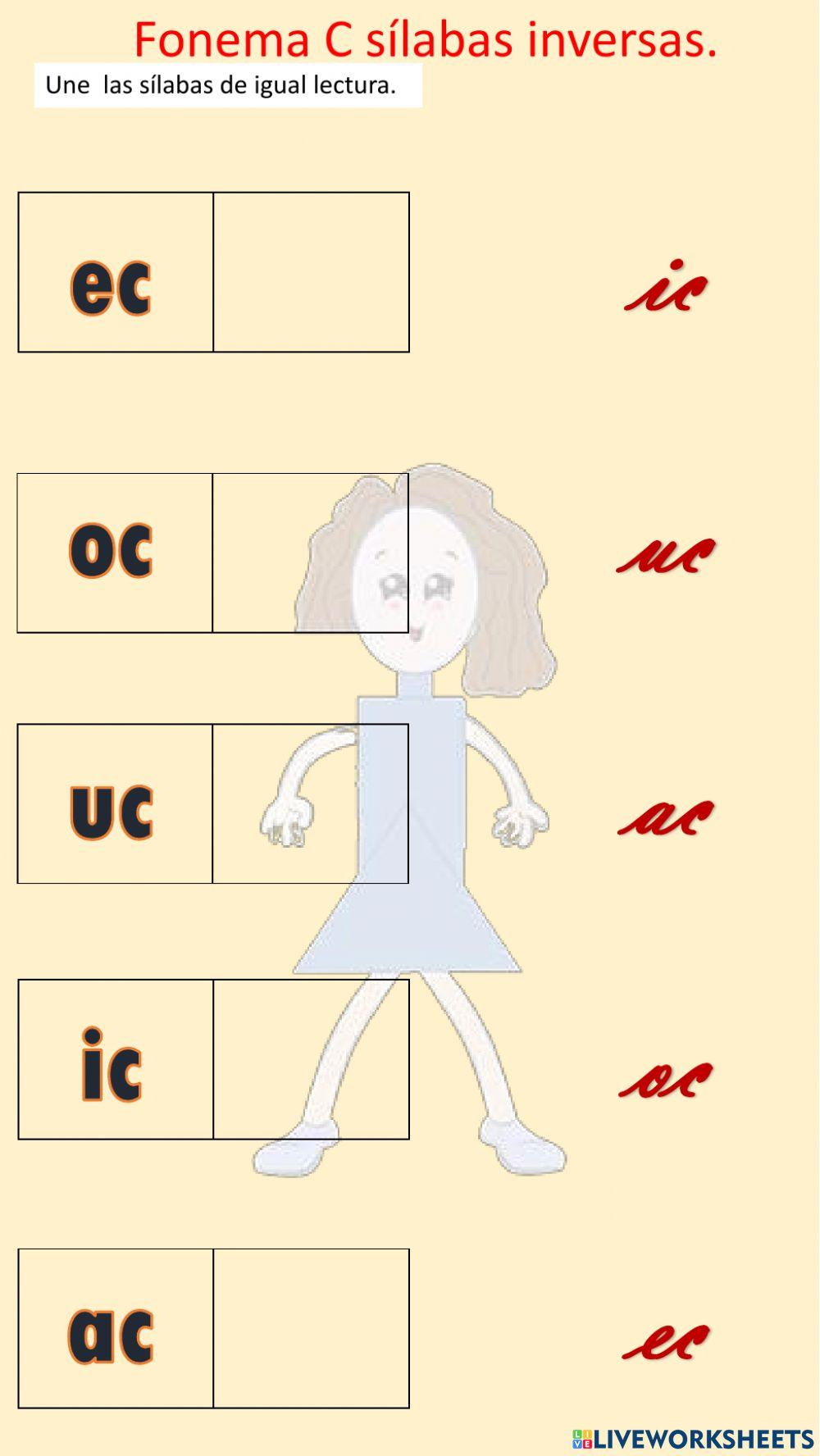 Une con líneas las sílabas de igual lectura.