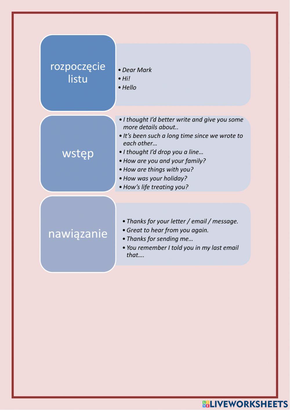 Writing an e-mail- letter. Pisanie listu e-maila