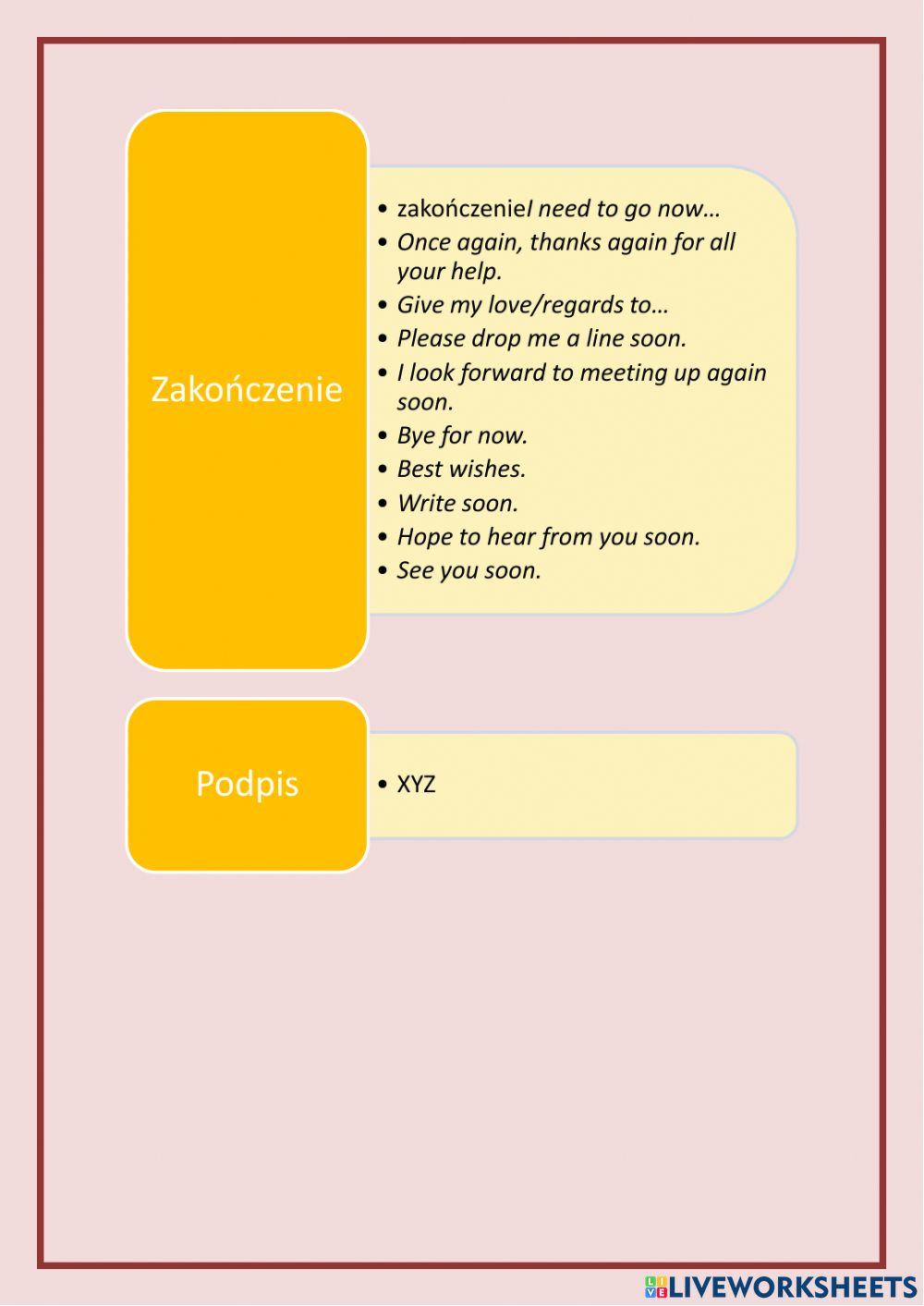 Writing an e-mail- letter. Pisanie listu e-maila