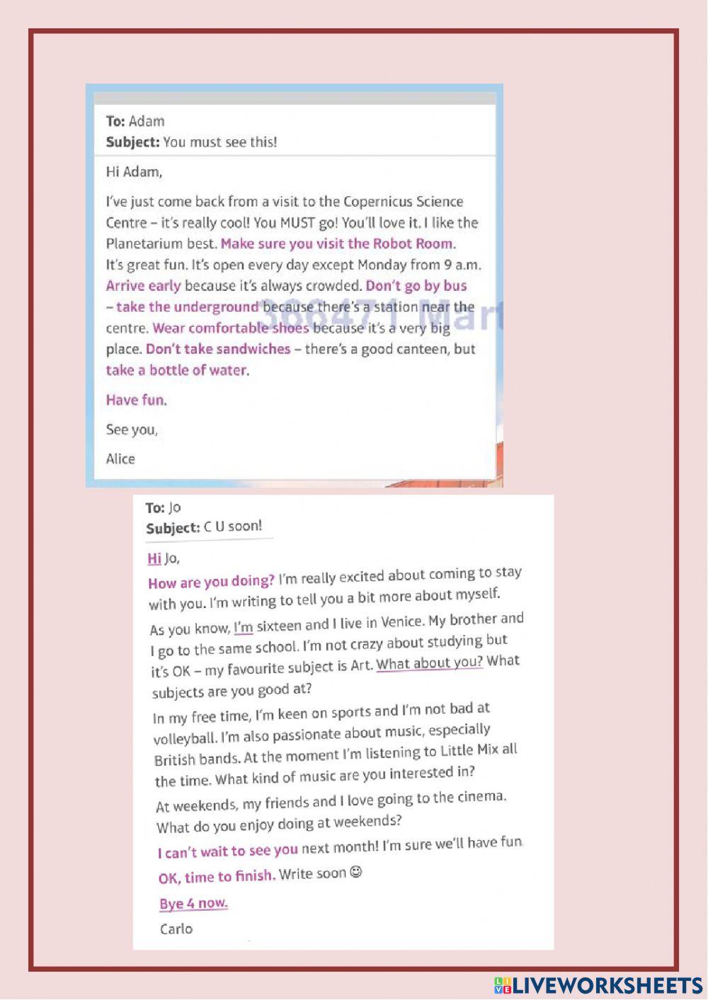Writing an e-mail- letter. Pisanie listu e-maila