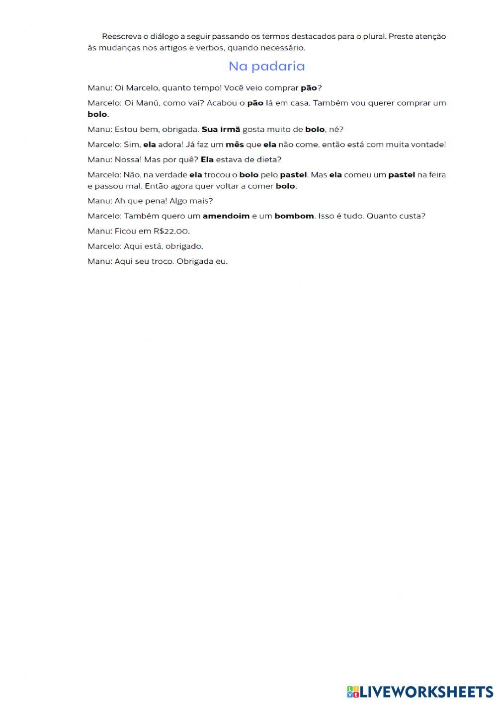 Plural - PASSAR O TEXTO PARA O PLURAL