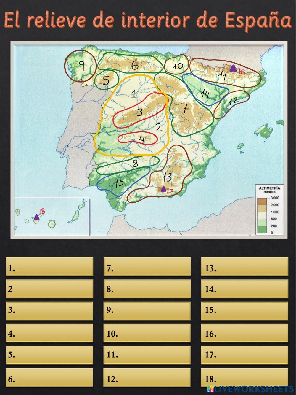 Relieve de interior de españa