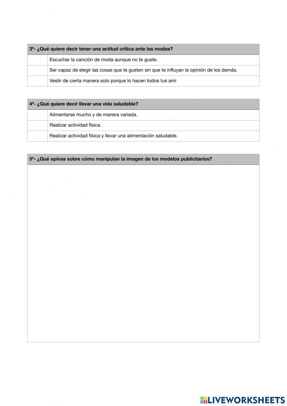 Actitud crítica ante las modas y la imagen corporal de los modelos publicitarios - 6º