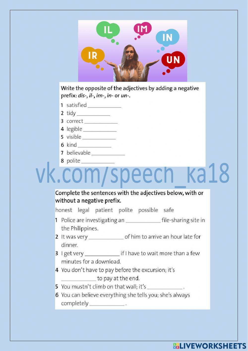 Negative prefixes Solutions PI Unit 3E