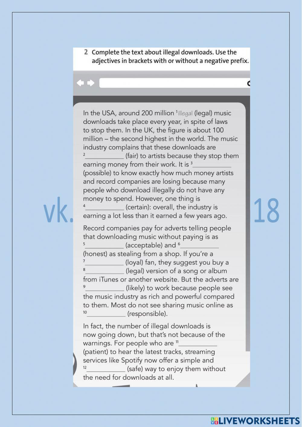 Negative prefixes Solutions PI Unit 3E