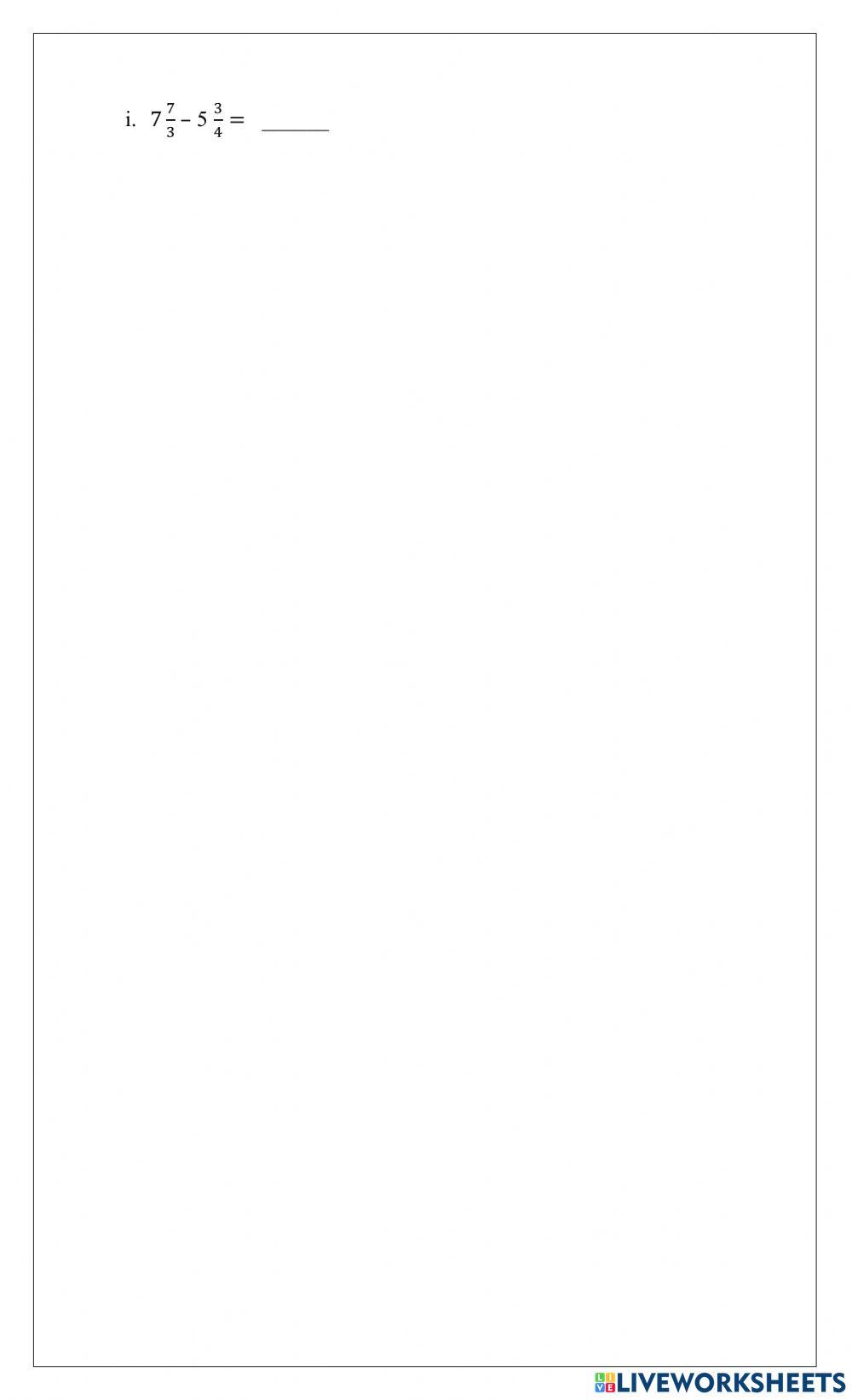 Adding and Subtracting Fraction Test
