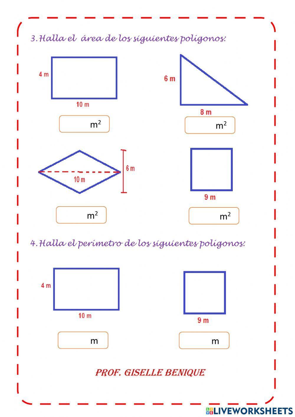 Triángulos, áreas y perímetros
