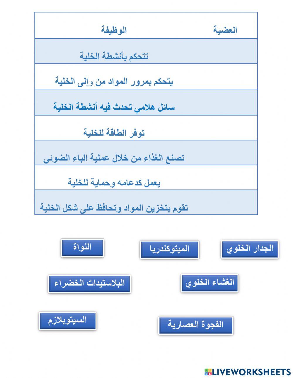 وظائف عضيات الخلايا