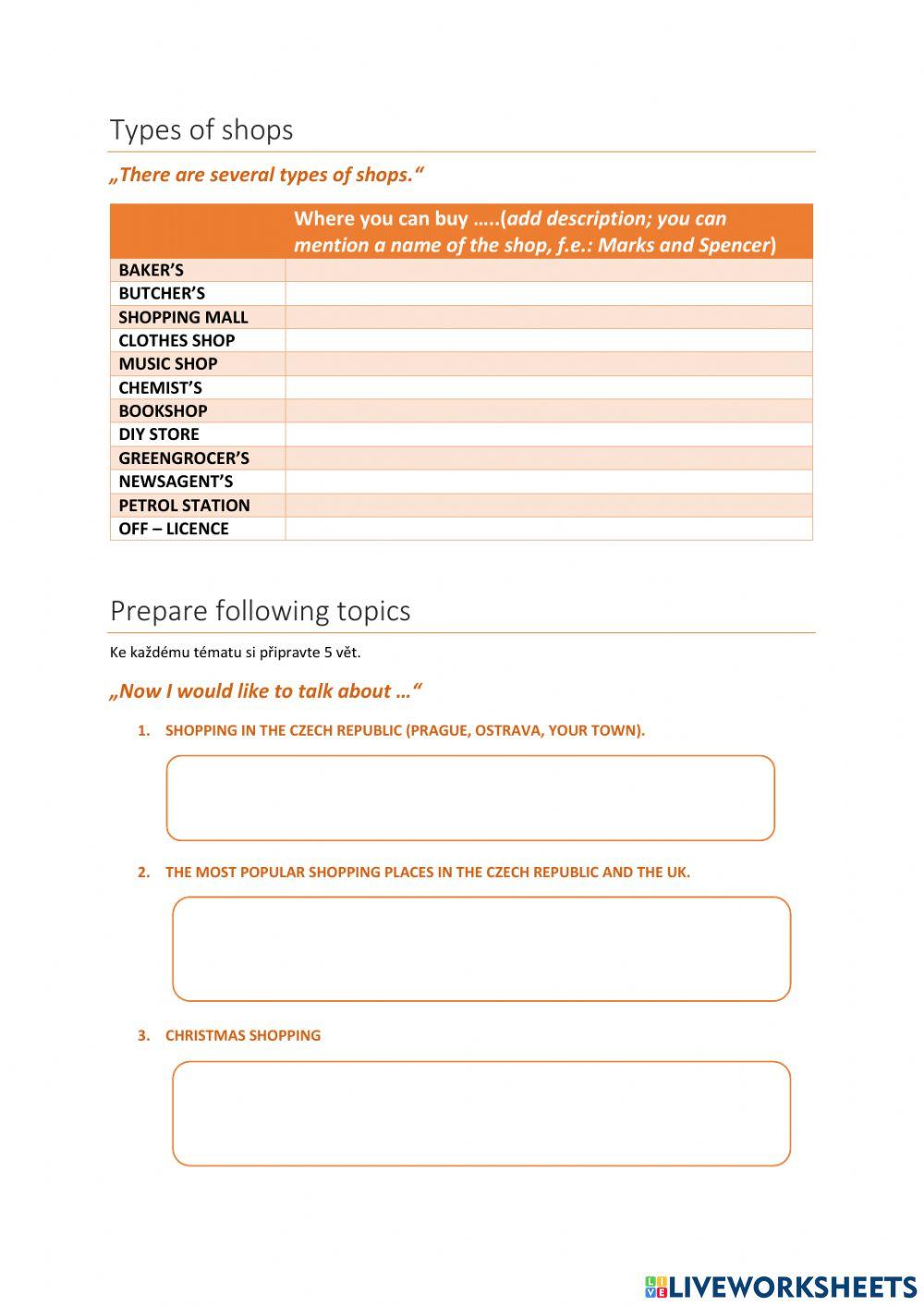 Maturitní otázka - shopping