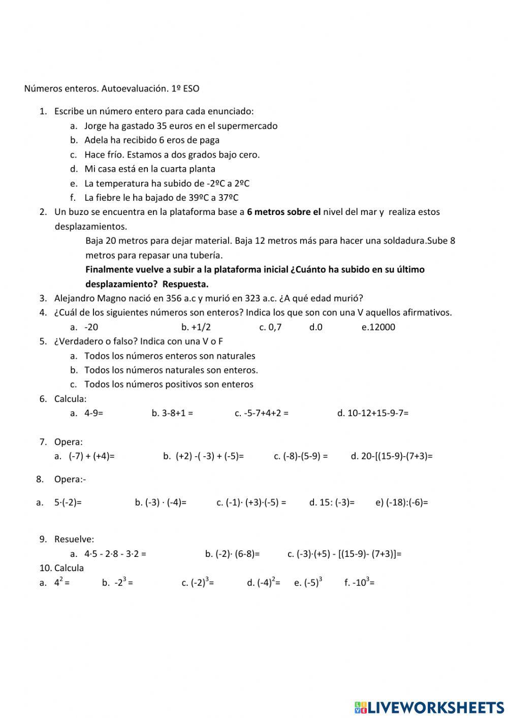 Los números enteros