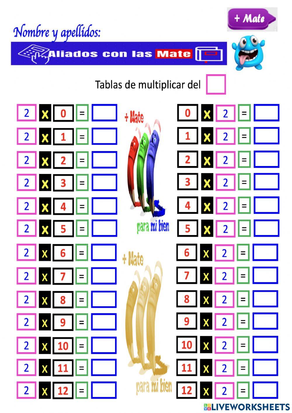 Tablas básicas de multiplicar por 2
