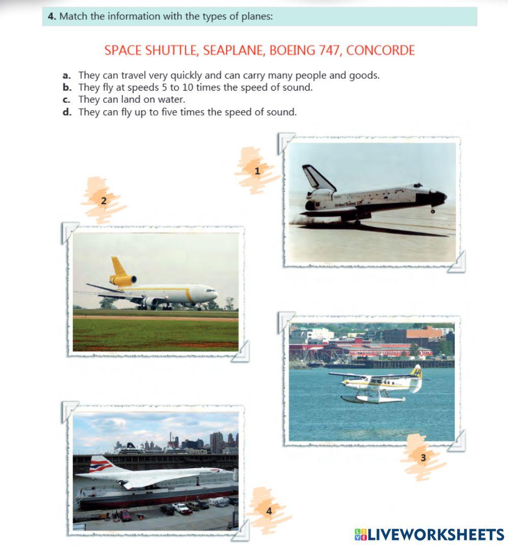 Types of planes matching activity