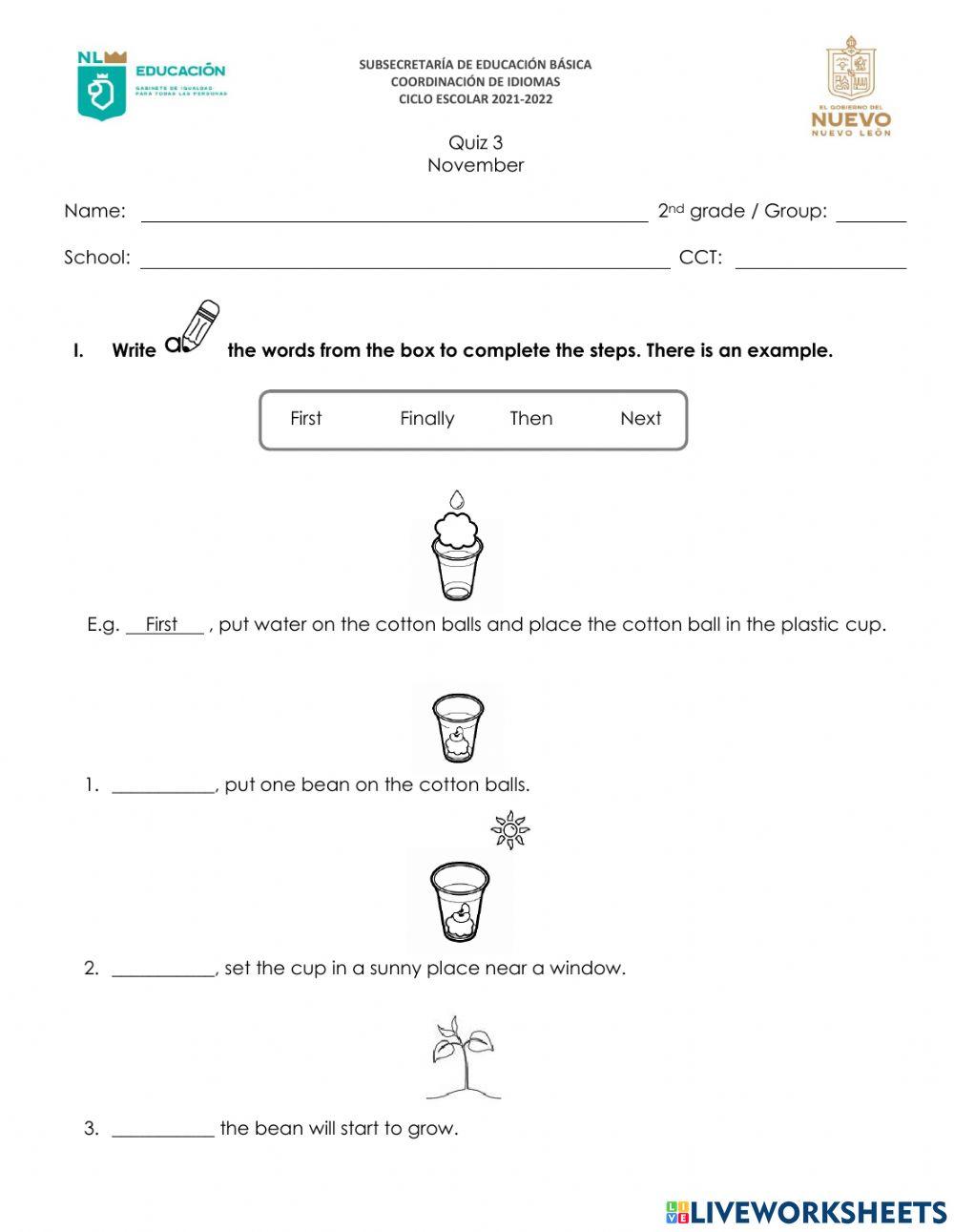 2nd Grade November Quiz