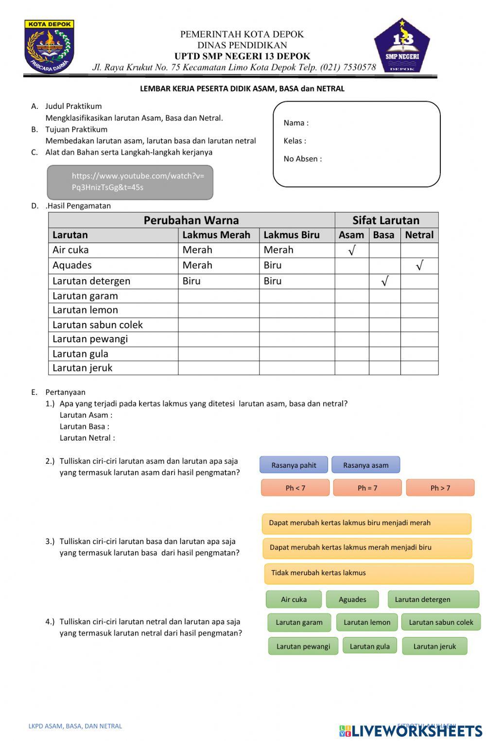 LKPD Asam, Basa dan Netral