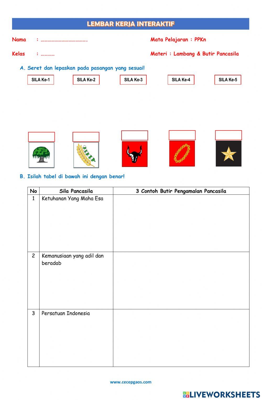 LKPD Interaktif PPKn Lambang dan Butir Pengamalan Pancasila
