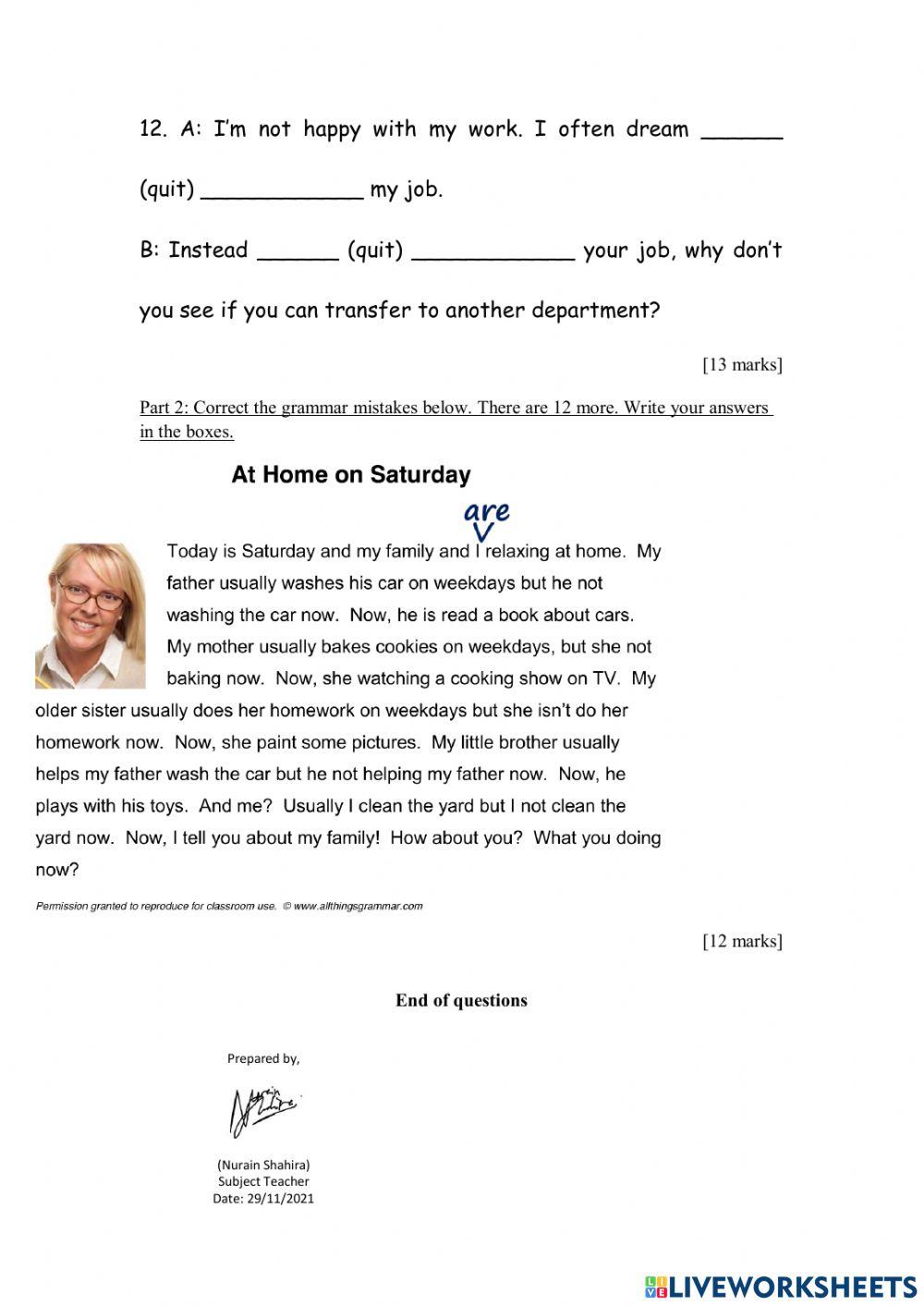 Grade 9 Quiz (Term 2)