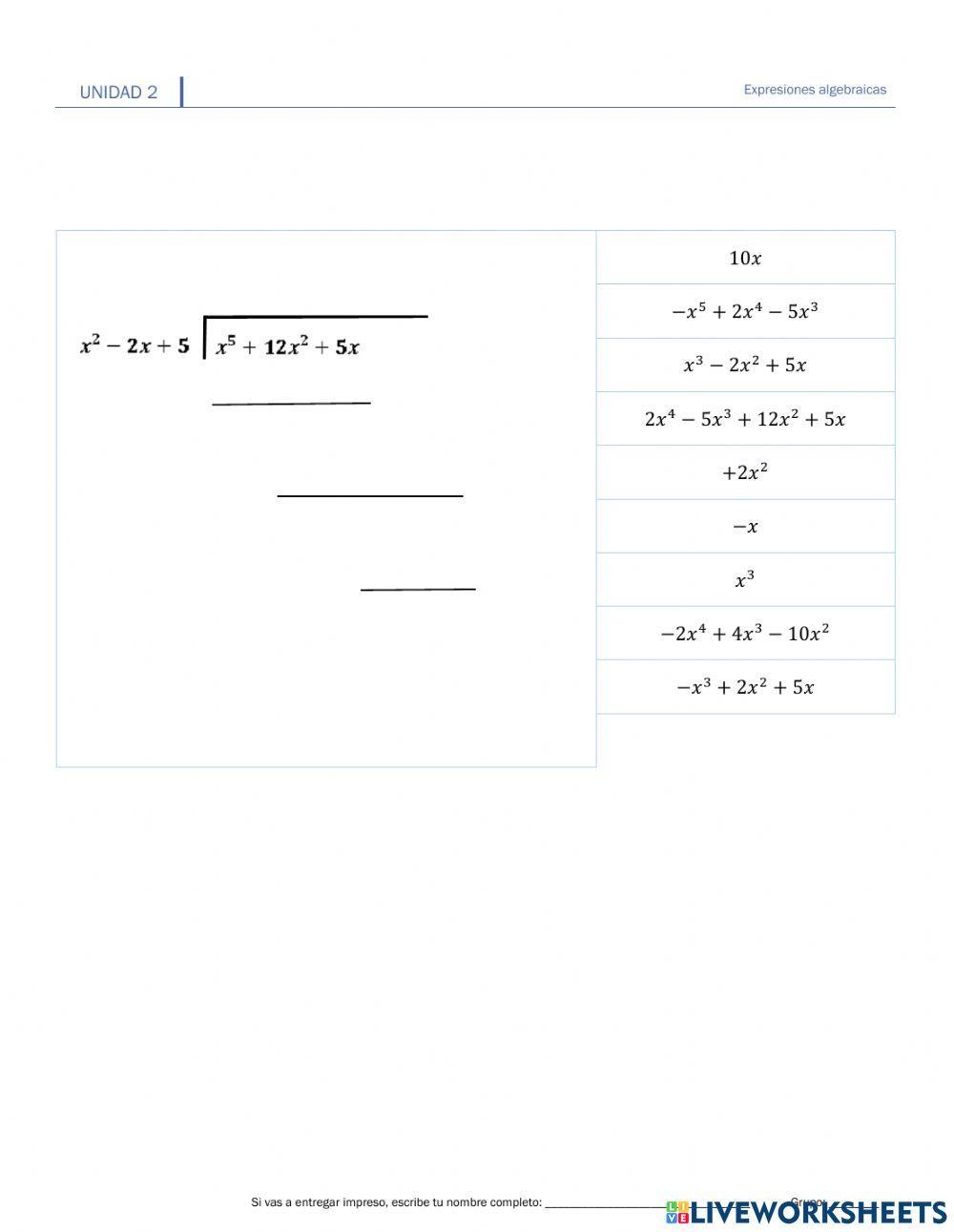 II.5.3.División de polinomios