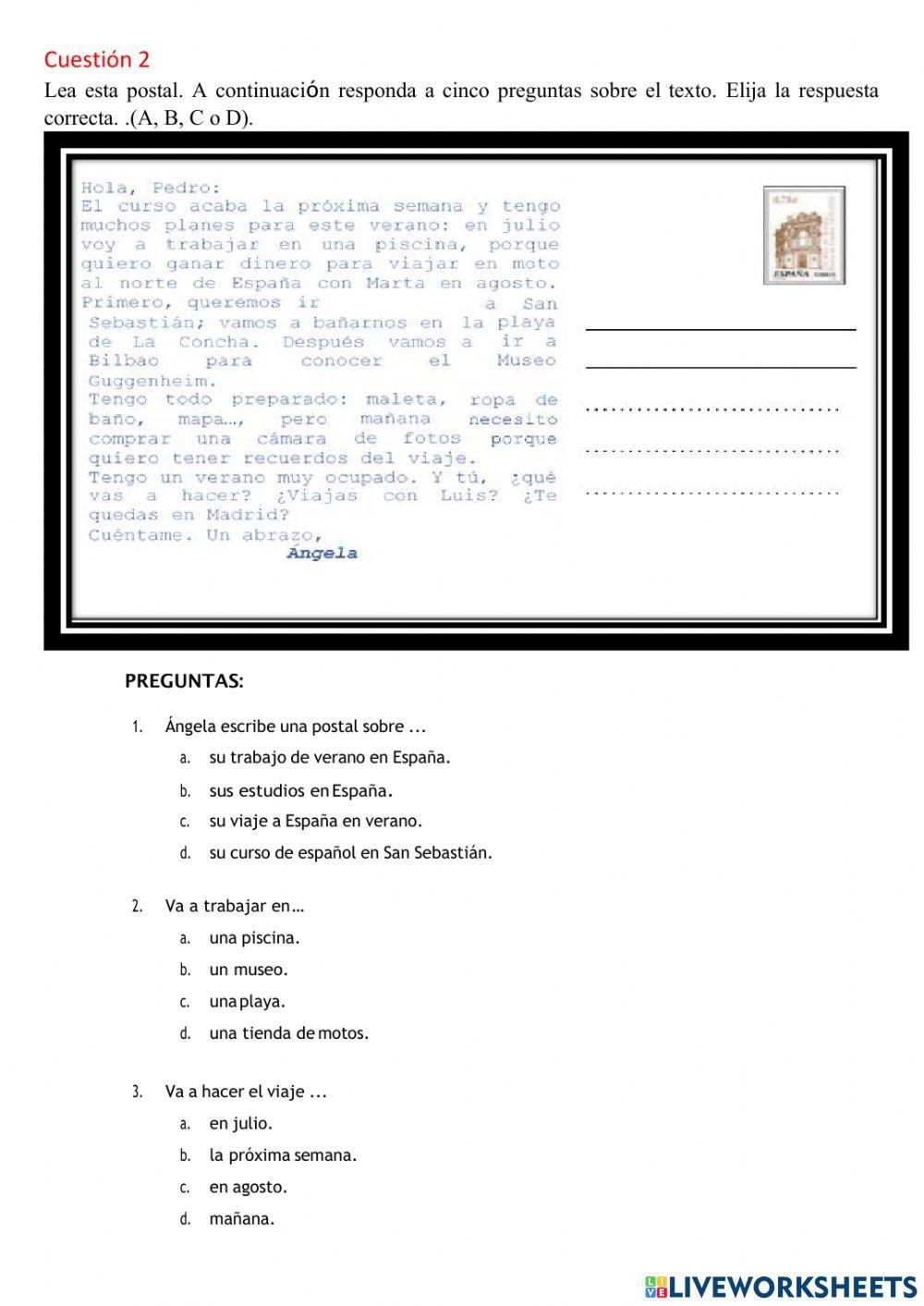 Evaluación - interpretación de texto