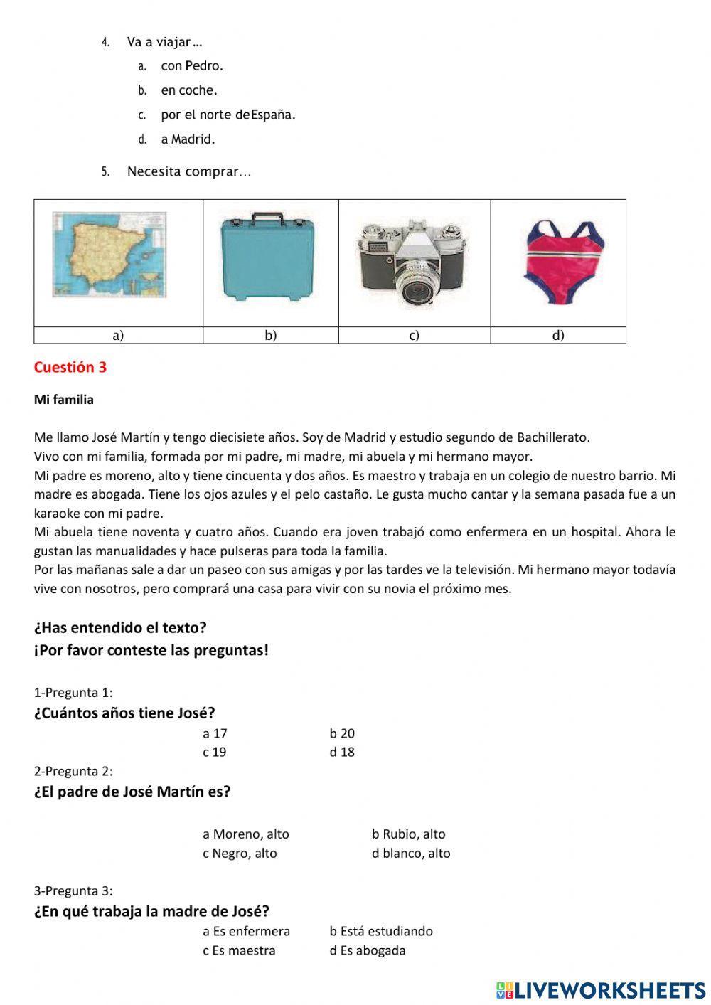 Evaluación - interpretación de texto