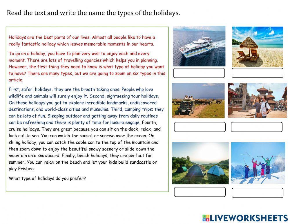 Types of Holidays 