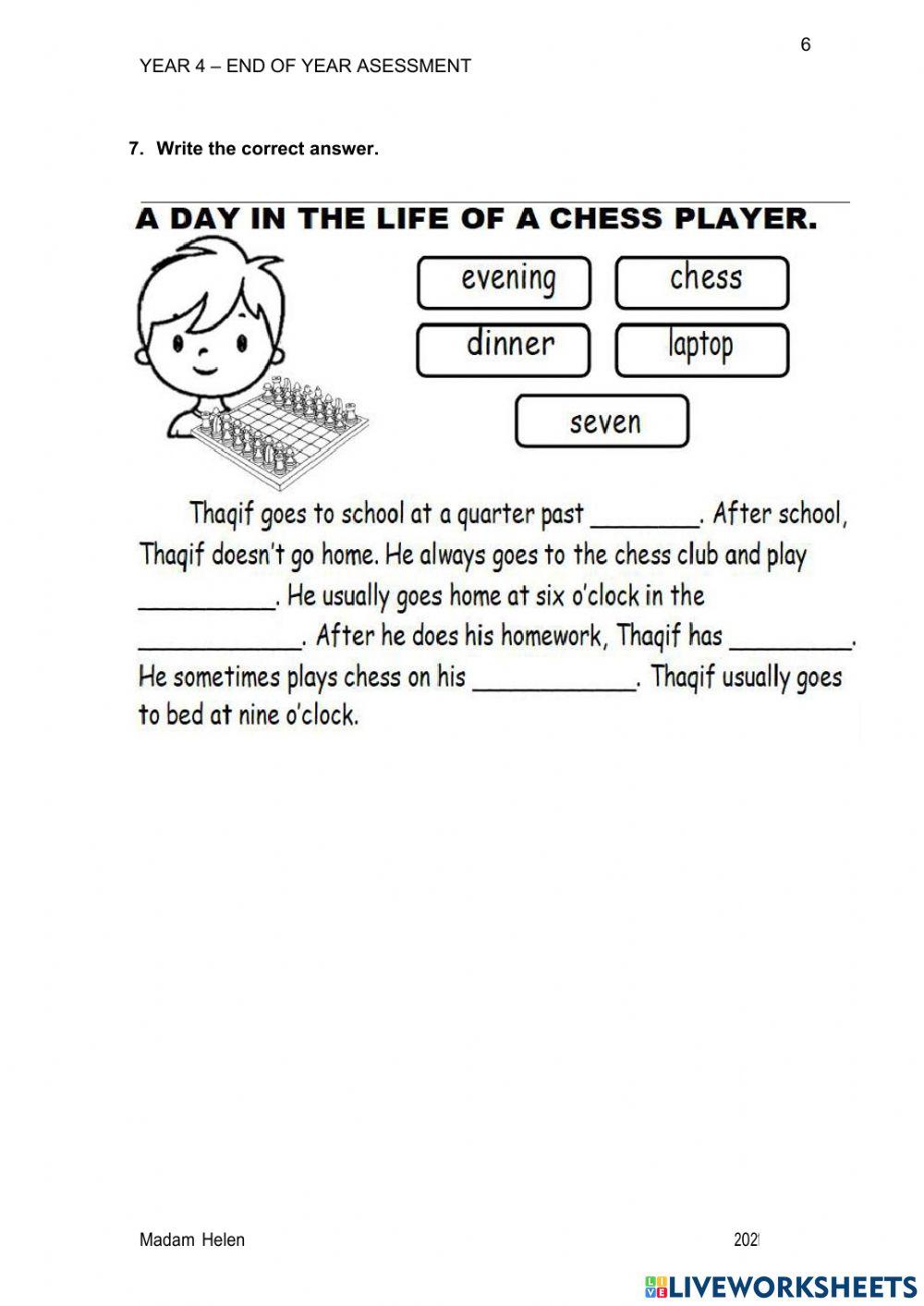 Year 4 End of Year Assessment