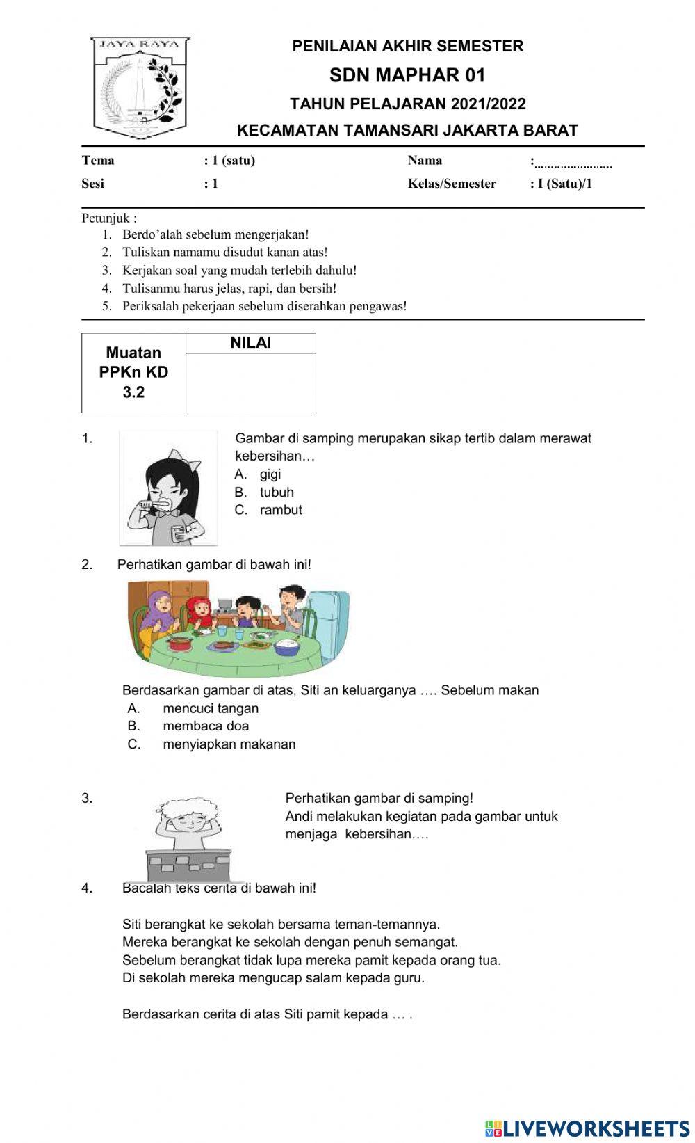 Soal tema 1 sesi 1
