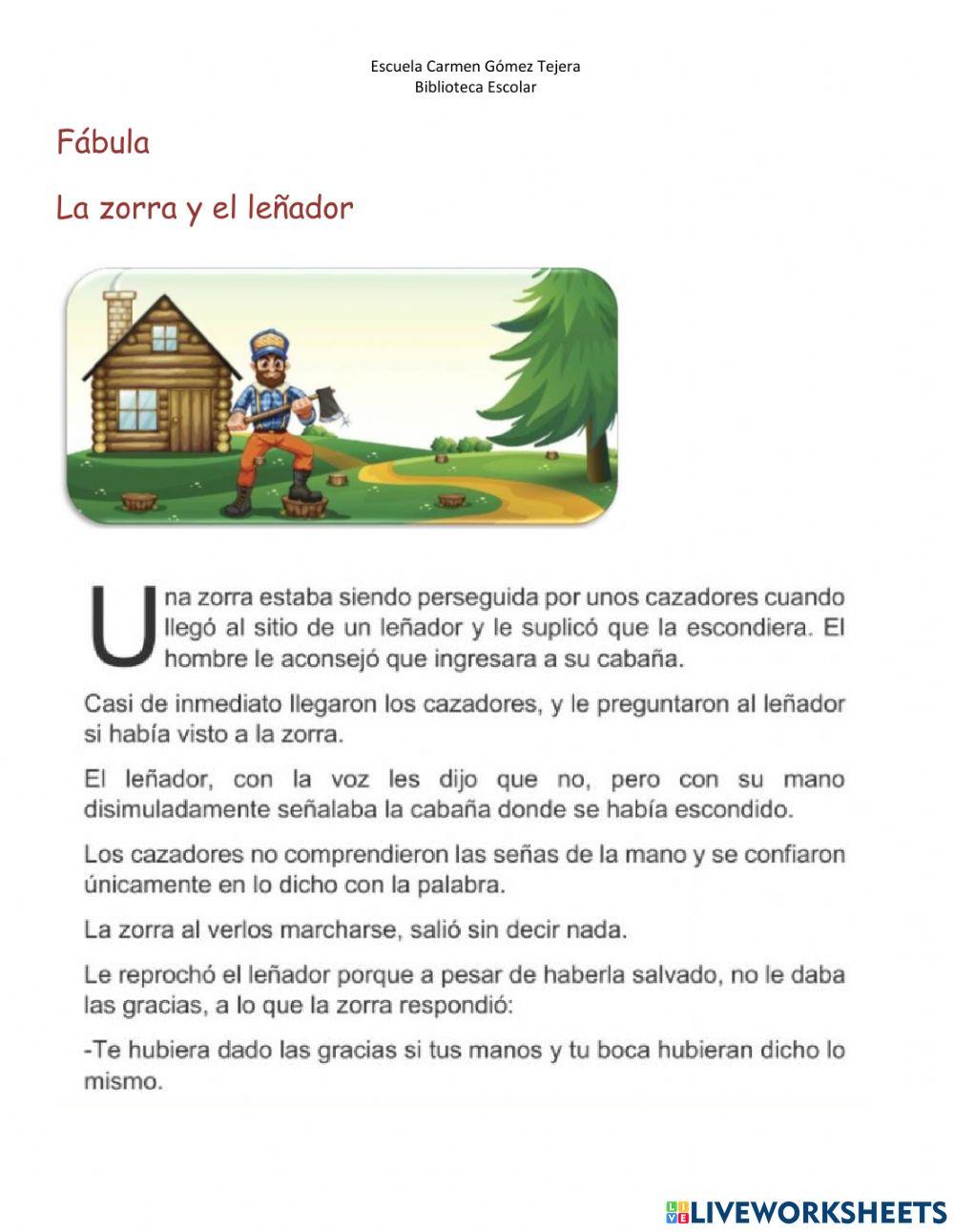 Fábula La zorra y el leñador