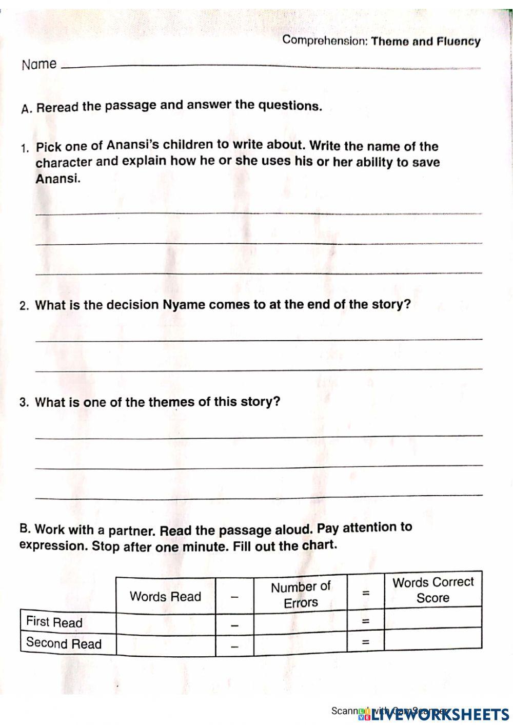 Anansi and his children gr 3 monday nov 29 2021 online exercise for