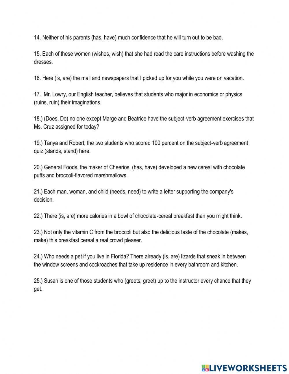 Subject-Verb Agreement