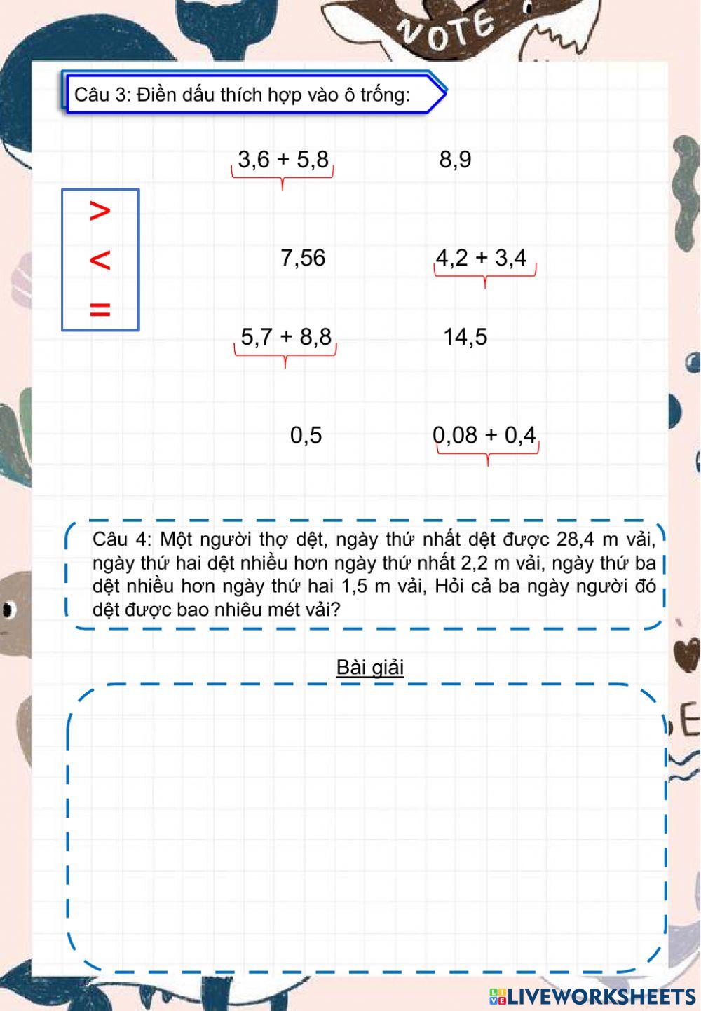 Toán 5 - Luyện tập trang 52