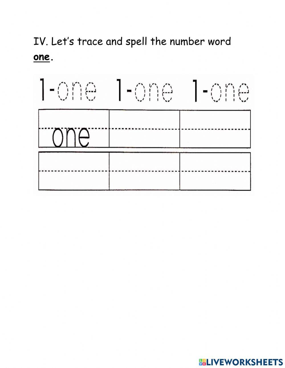 Number word 1 and 2 worksheet | Live Worksheets