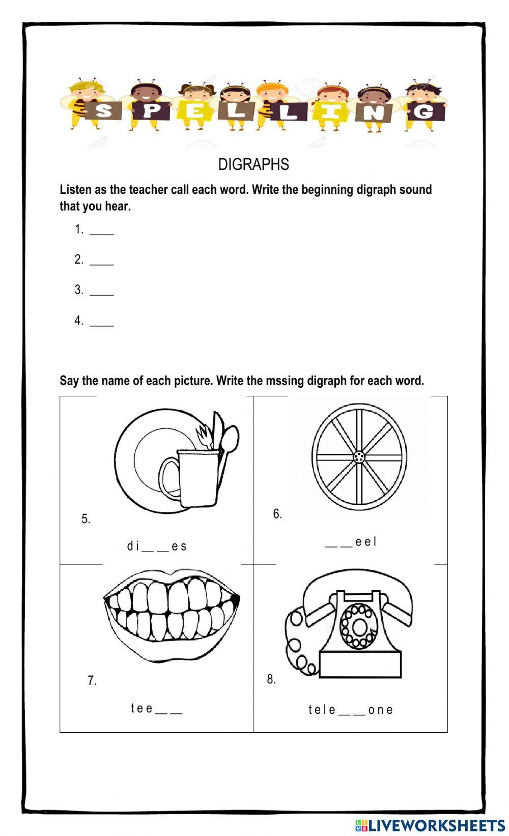 Digraphs Spelling test online exercise for | Live Worksheets
