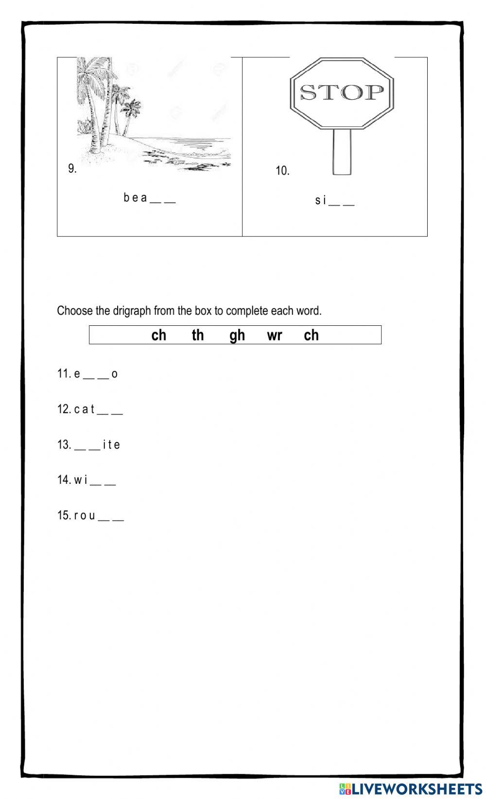Digraphs Spelling test online exercise for | Live Worksheets