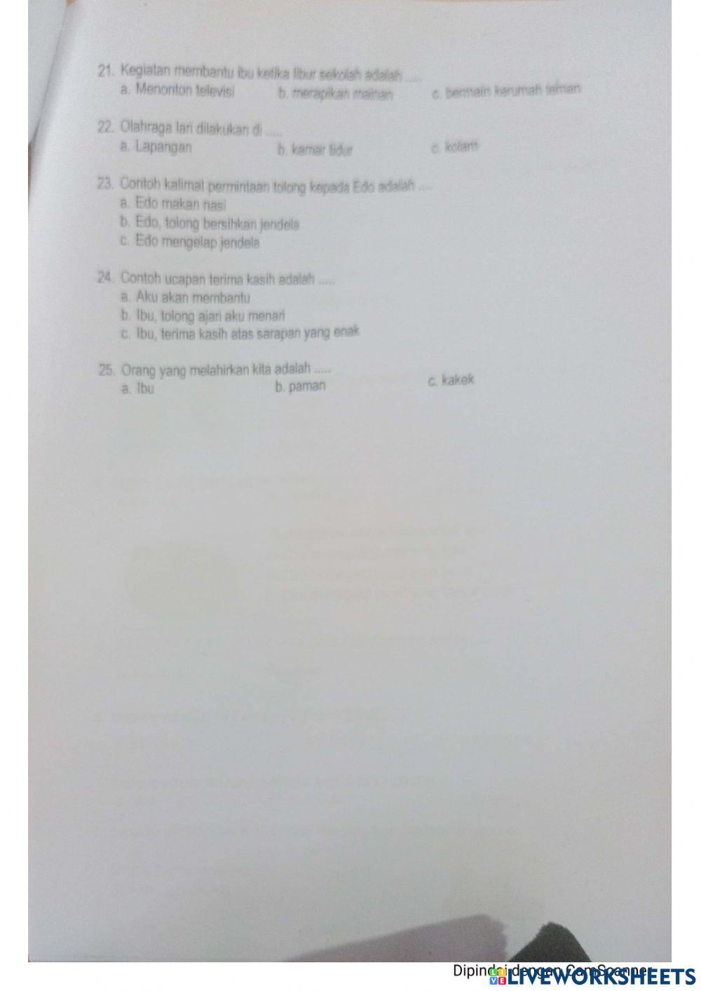 Soal Bahasa Indonesia