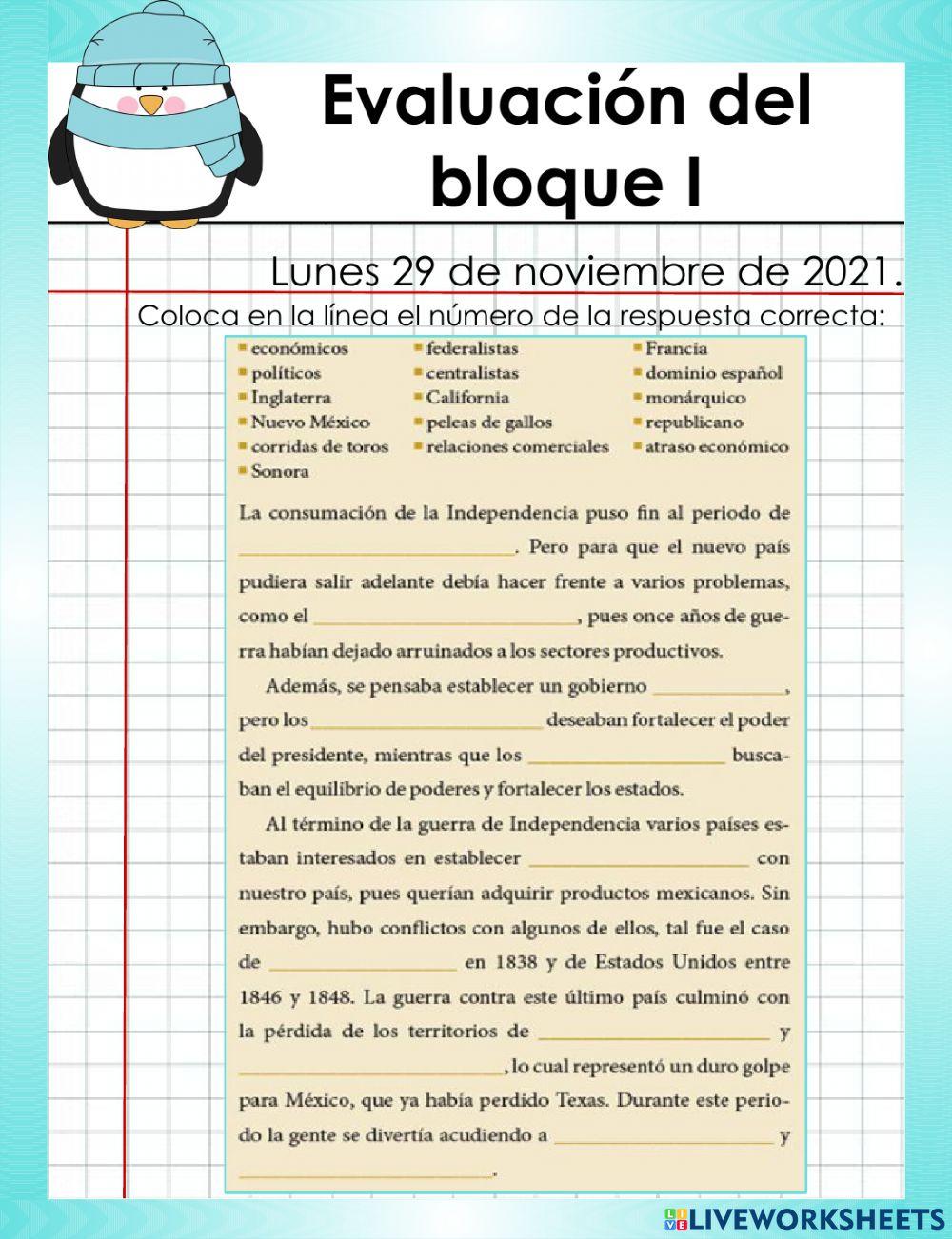 Evaluación Boque I Historia