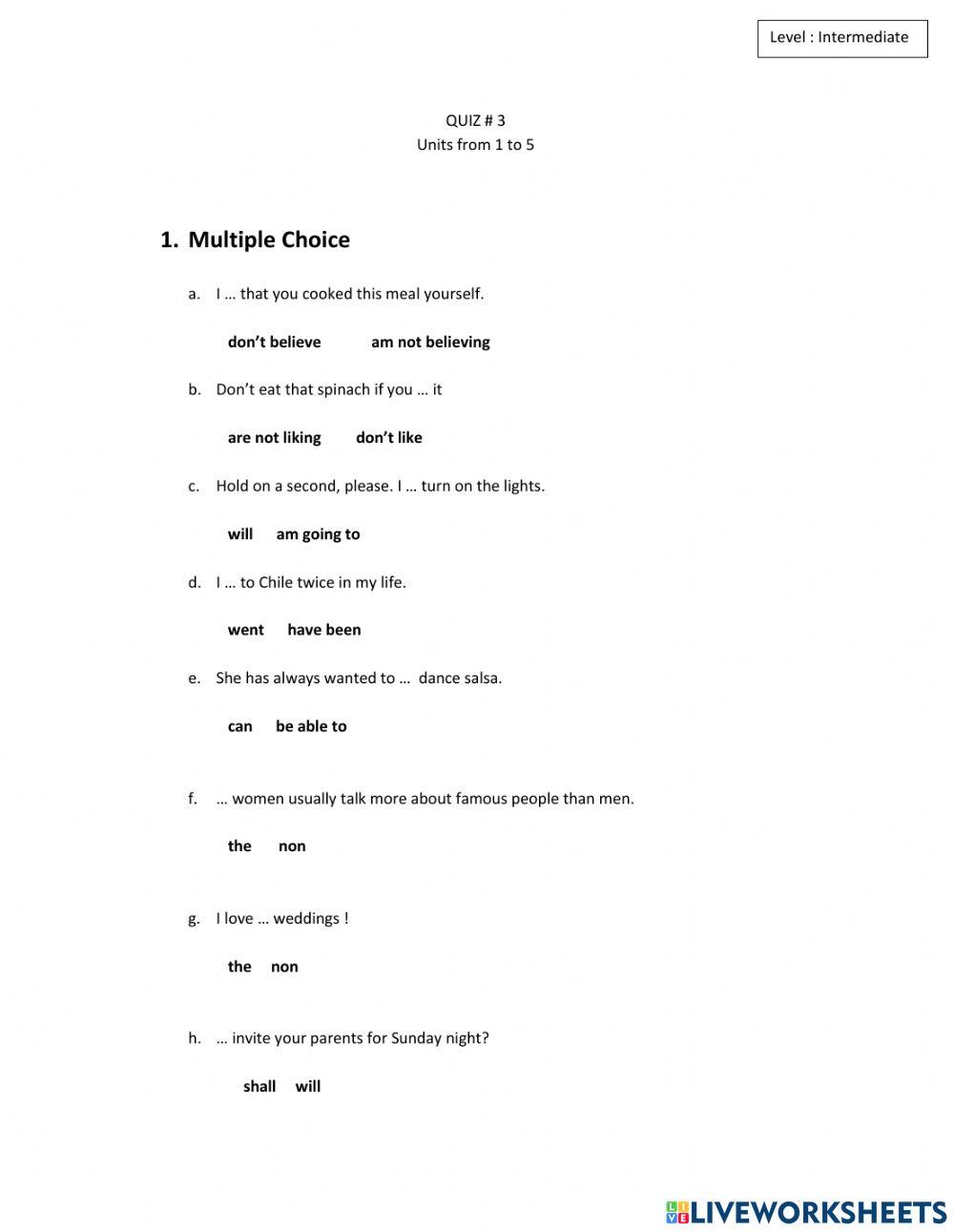 QUIZ 3 Intermediate
