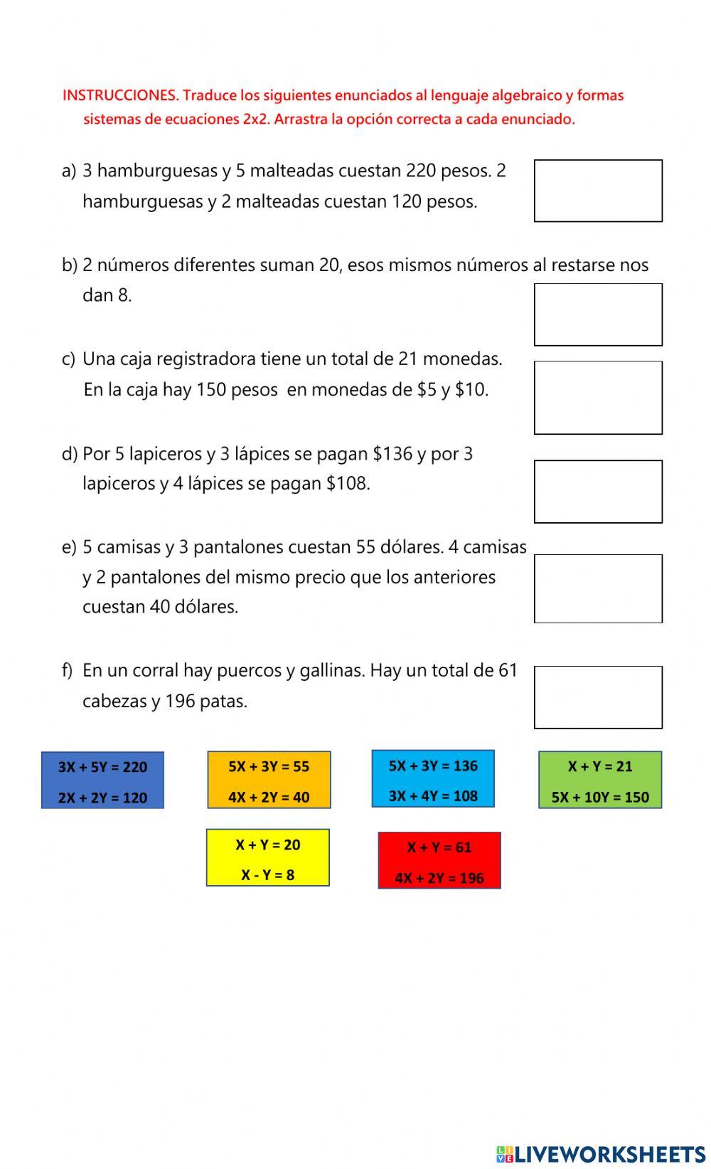 Sistemas de ecuaciones