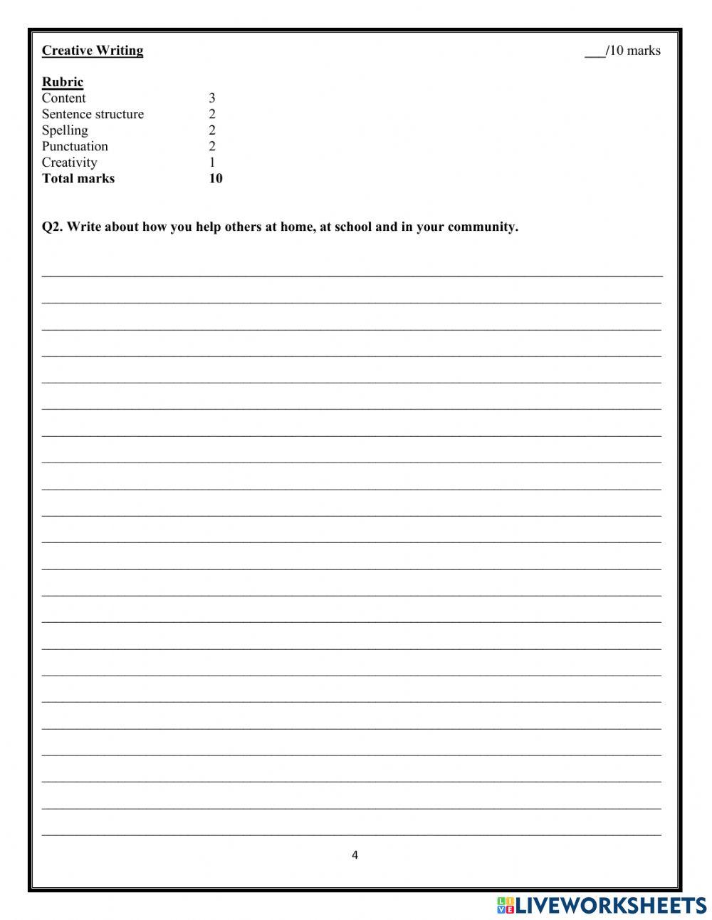 English Assessment A Exam