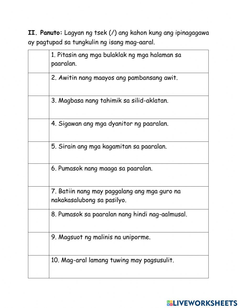 Tungkuling at tamang pag-uugali ng mag-aaral