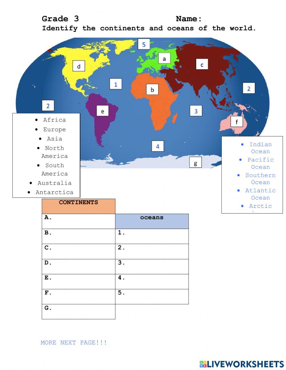 Continents and oceans